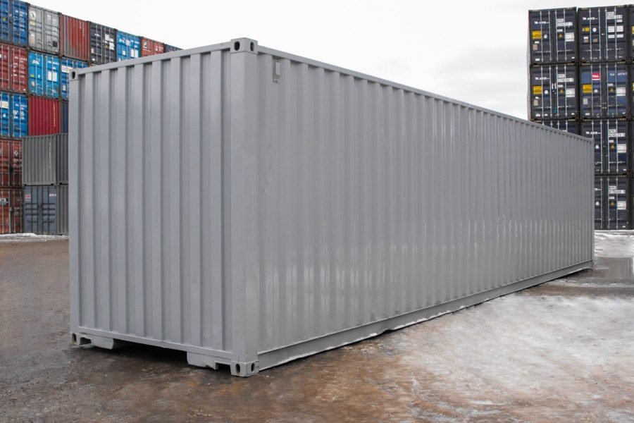 gray 40 foot roll up container