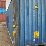 blue dented 40 foot shipping container