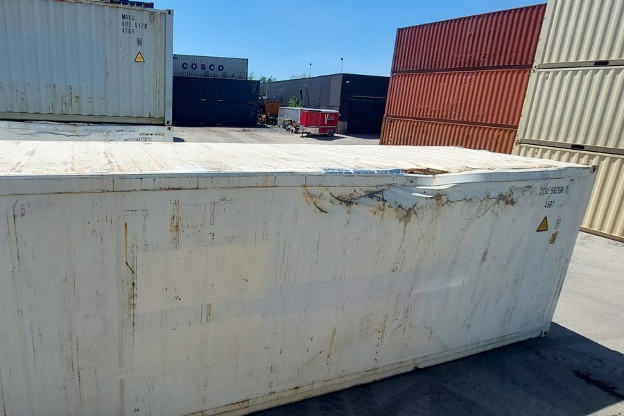 insulated container with damage on top rail