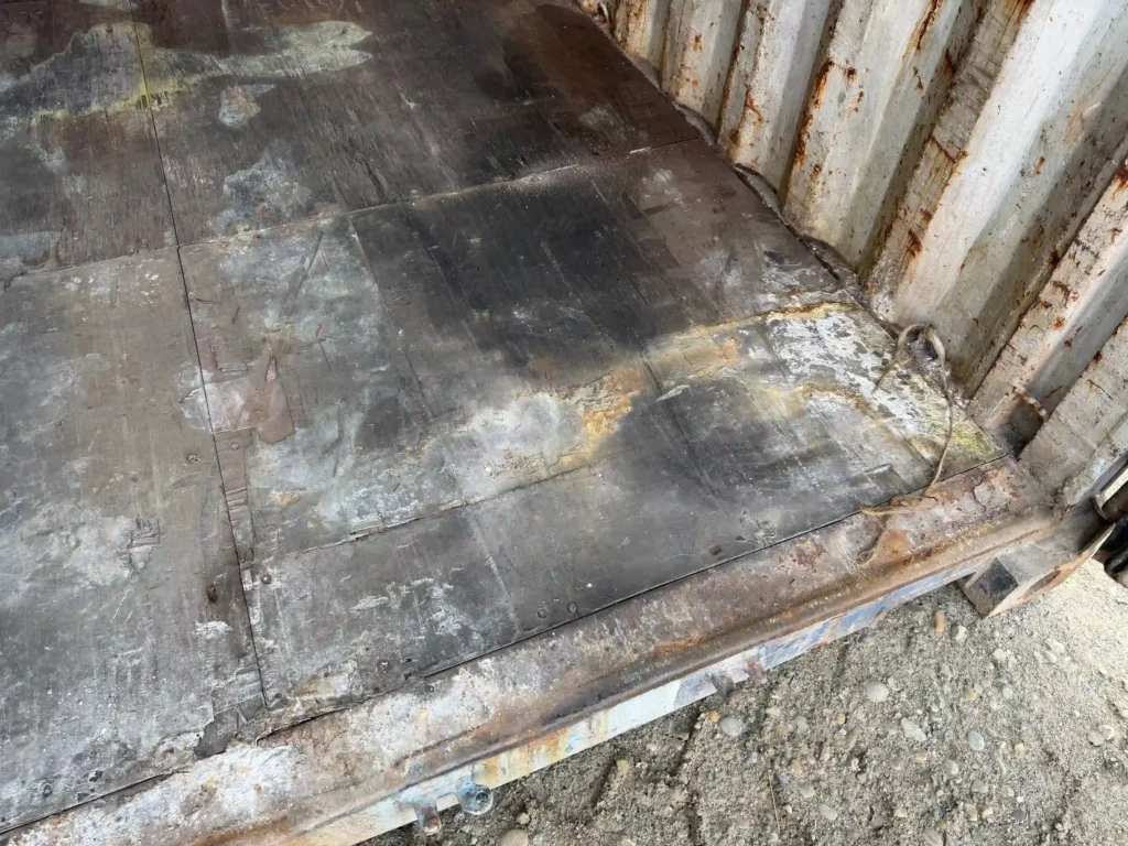 Damaged container floorboards in 20ft used unit – sold as-is, Edmonton