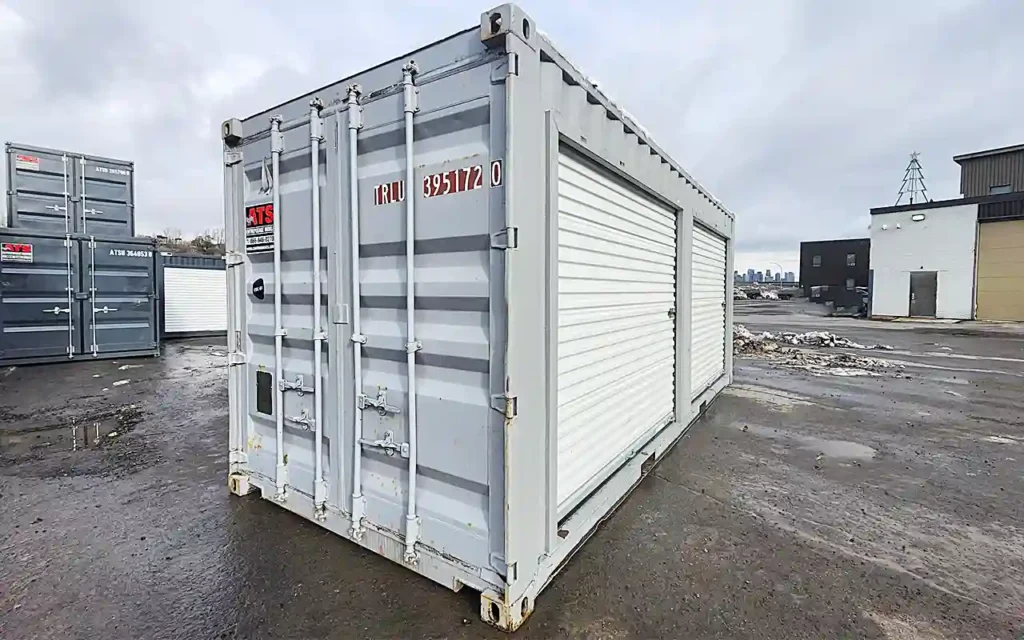 Conteneur d’entreposage usagé 20 pieds avec deux portes roulantes – gris pâle