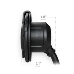 Low-profile NOCO container power inlet power port side view highlighting shallow 2.1-inch depth for tight shipping-container installations.