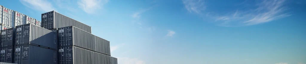 Stacked shipping containers in our yard — container sales and rentals in Canada | ATS Containers.