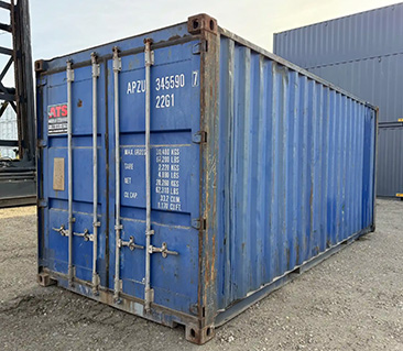 Used 20ft shipping container in Wind and Watertight (WWT) condition, featuring standard double doors and marine-grade plywood flooring.