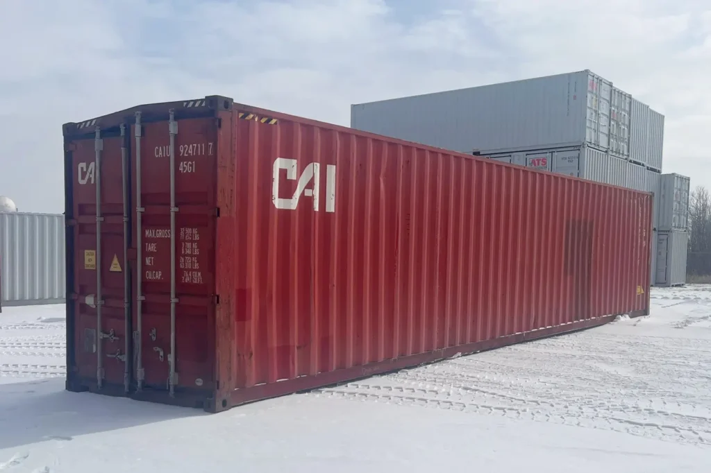 40 high cube used sea can on clearance right side view