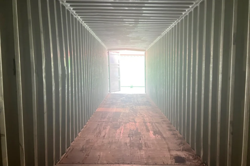 40 high cube used sea can on clearance in Edmonton doors open.