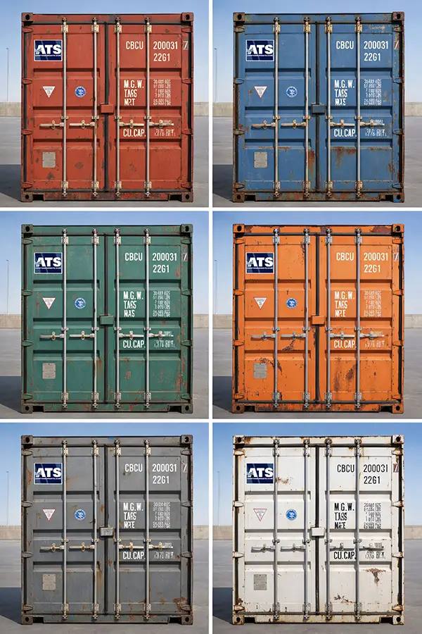 Assortiment de couleurs standards pour les conteneurs d'expédition usagés