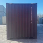 Back panel of a new 40ft high cube sea can, perfect for industrial storage in Edmonton.