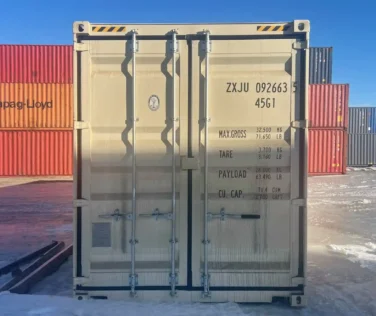 New 40ft high cube sea can in Edmonton featuring secure lockbox.