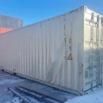 Minor panel damage on a clearance 40ft high cube shipping container.