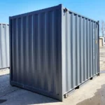 Back view of 10 ft mini shipping container with roll-up door
