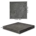 Close-up of the durable, 100% recycled plastic texture on a heavy-duty container leveling pad.