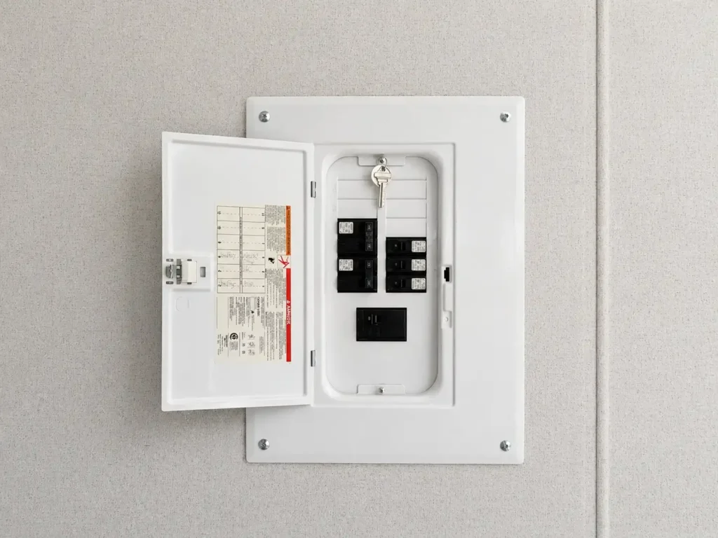 Système électrique avec entrée 240 V et panneau de 100 ampères dans un conteneur Job Box
