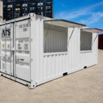 Kiosque en conteneur maritime de 20 pi avec deux ouvertures de service à auvent ouvertes