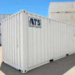 Rear exterior view of a 20 FT event shipping container