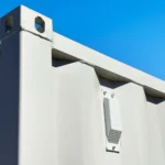 Upper corner and ventilation vent on ATS 9 ft office container